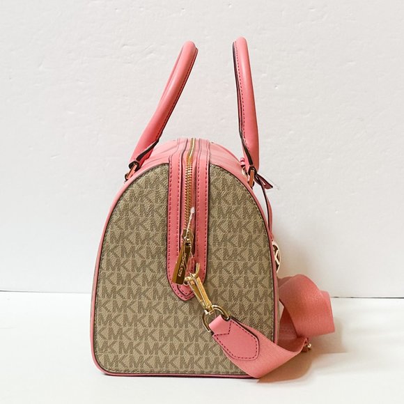 Michael Kors Jet Set Medium Satchel Shoulder Duffle Bag + Wallet Tea Rose Multi - Picture 5 of 10